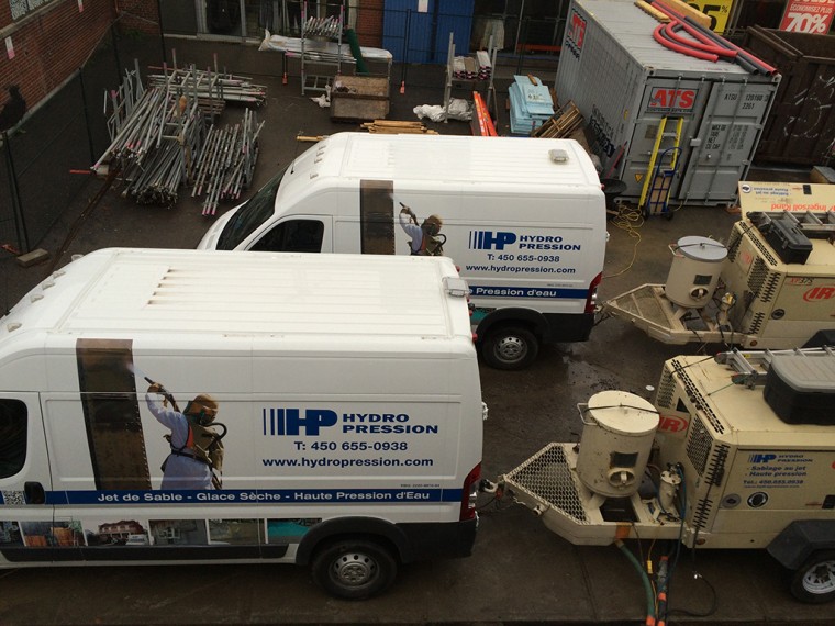 Our fleet of mobile sandblast and pressure washing units